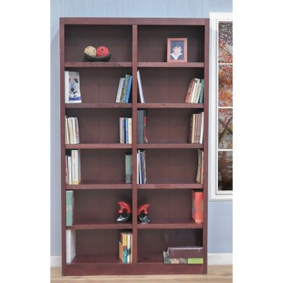 A. Joffe - MI4884-C Double Wide Bookcase - Cherry Finish - 12 Shelves