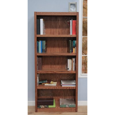 A. Joffe MI3072-D Single Wide Bookcase - Dry Oak Finish - 5 Shelves