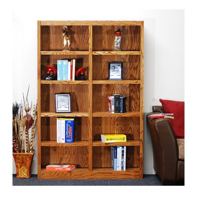 A. Joffe MI4872-D Double Wide Bookcase - Dry Oak Finish - 10 Shelves