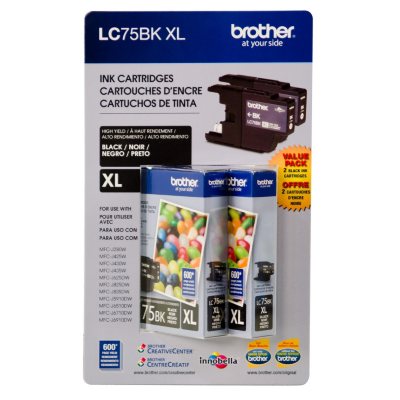 Brother LC-75BK High-Yield Ink - Black - 2 pk.
