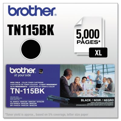 Brother TN115BK High-Yield Toner - 5000 Page-Yield - Black
