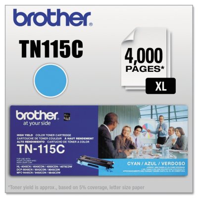 Brother TN115C High-Yield Toner - 4000 Page-Yield - Cyan