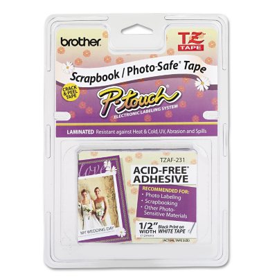 Brother P-Touch - TZ Photo-Safe Tape Cartridge for P-Touch Labelers, 1/2w -  Black on White
