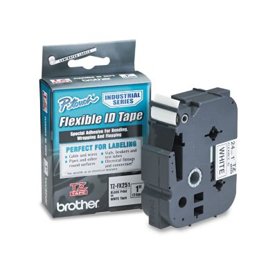 Brother P-Touch - TZe Flexible Tape Cartridge for P-Touch Labelers, 1in x 26.2ft -  Black on White