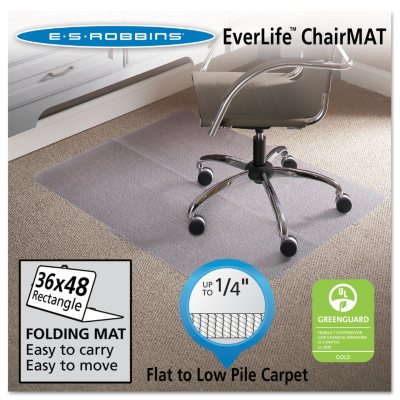 ES Robbins - Foldable Rectangular Chairmat, Low Pile - 36 x 48"