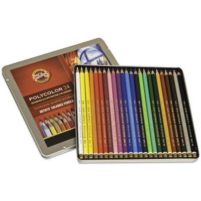 UPC 014173374271 product image for Koh-I-Noor Polycolor Drawing Pencils, 3.8 mm, Open Tin, 24 Assorted Colors | upcitemdb.com