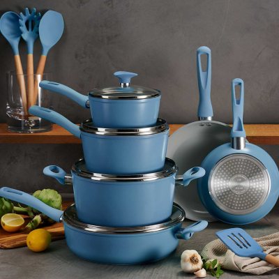 UPC 016017157996 product image for Tramontina 14 Piece Ceramic Cookware Set (Blue) | upcitemdb.com