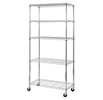 Sandusky Heavy Duty Chrome Mobile Wire 5-Shelf Shelving Unit - 36"W x 18"D x 72"H