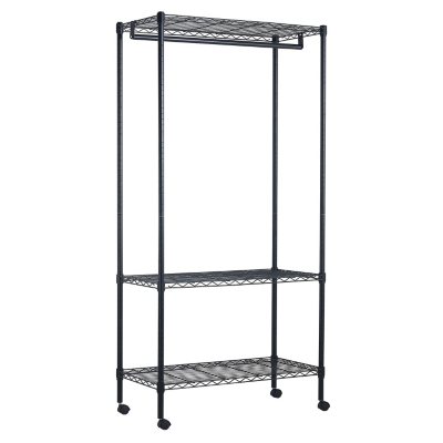 Muscle Rack Steel Rolling Garment Rack with Zippered Cover (Black)