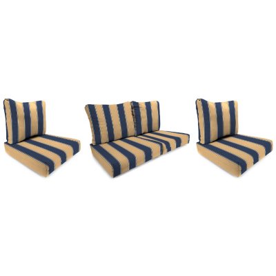 Wicker Chair and Loveseat Cushion - Ada Stripe Marine