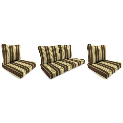 Wicker Chair and Loveseat Cushion - Arcadia Stripe Fudge