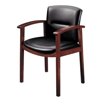 HON - 5000 Series Park Avenue Guest Chair - Black Vinyl/Mahogany Finish