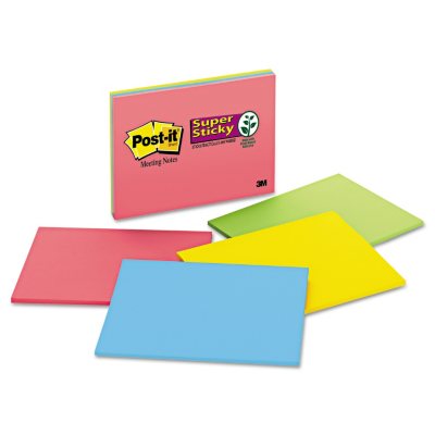 Post-it Notes Super Sticky Super Sticky Large Format Notes -  8" x 6" -  4 Colors - 45 Sheets/Pad - 4 ct.
