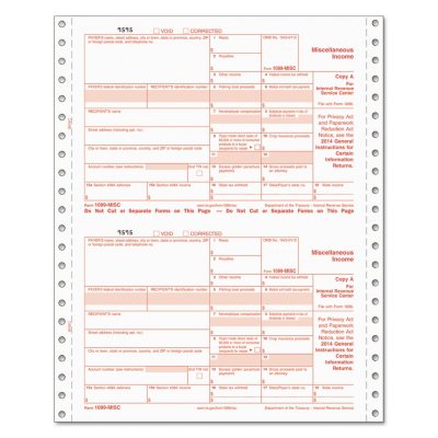 Tops - 1099 Tax Form, IRS Approved, 5-Part Carbonless, 24 Forms