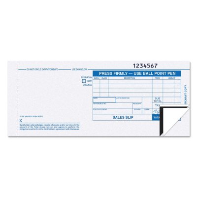 TOPS - Credit Card Sales Slip, 7 7/8" x 3 1/4", 3-Part Carbonless - 100 Forms