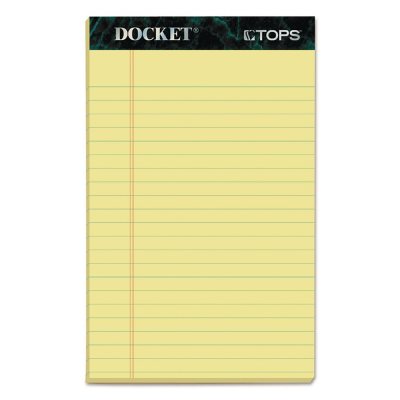 Tops - Docket Ruled Perforated Pad,Jr. Legal Ruling, 5 x 8,Canary,12 50-Sheet Pads/Pack