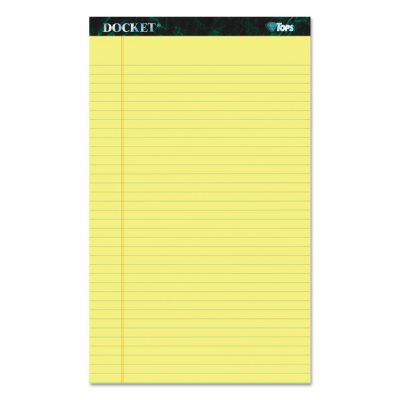 Tops - Docket Ruled Perforated Pads, Legal Rule/Size, Canary, 12 50-Sheet Pads per Pack