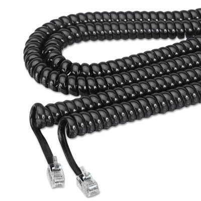 Softalk - Coiled Phone Cord, Plug/Plug, 25 ft. - Black