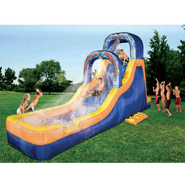 banzai inflatable falls double drop water splash pool bouncer waterslide sam club welcome summer samsclub