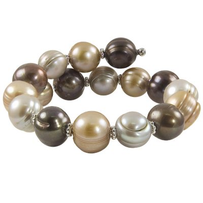 Freshwater Pearl Cuff Bracelet in Sterling Silver - Various Colors