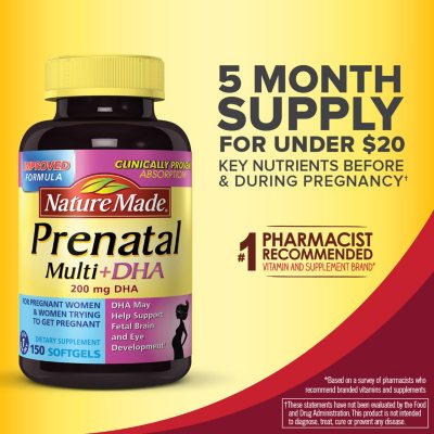 UPC 031604027506 product image for Nature Made Prenatal Multi + DHA, 150 Softgels | upcitemdb.com