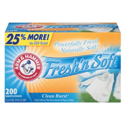 Arm & Hammer Dryer Sheets, Clean Burst Scent (200-ct.)
