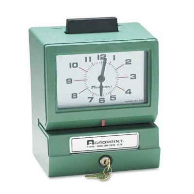 Acroprint Model 125 Analog Manual Print Time Clock with Month/Date/0-12 Hours/Minutes