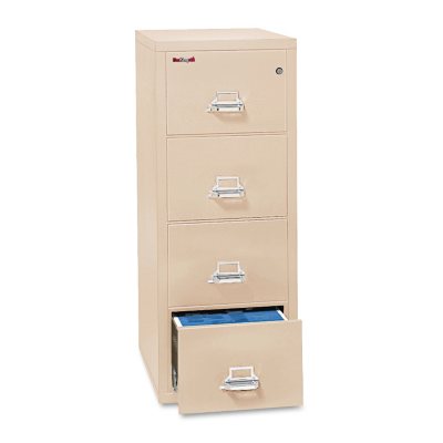 FireKing - 41831C Insulated Vertical File Cabinet, 31-9/16", 4 Drawer - Parchment