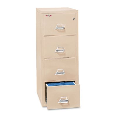 FireKing - 42131C Insulated Vertical File Cabinet, Legal, 31-9/16", 4 Drawer - Parchment