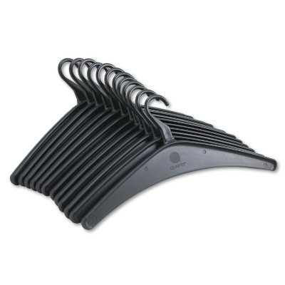 Quartet Heavy-Duty One-Piece Molded Plastic Hangers, Black - 12 pack
