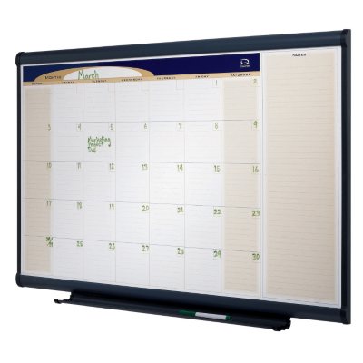 Quartet Prestige Total Erase Monthly Calendar - 48" x 36" - Gray Aluminum Frame