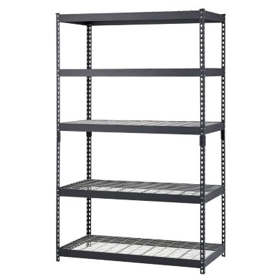 Muscle Rack 5-Shelf Heavy Duty Black Steel Shelving - 48 in. W x 24 in. D x 78 in. H
