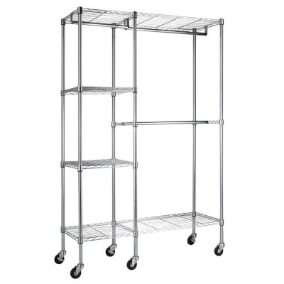 Steel Garment Rack in Chrome (48" W x 74" H x 18" D)