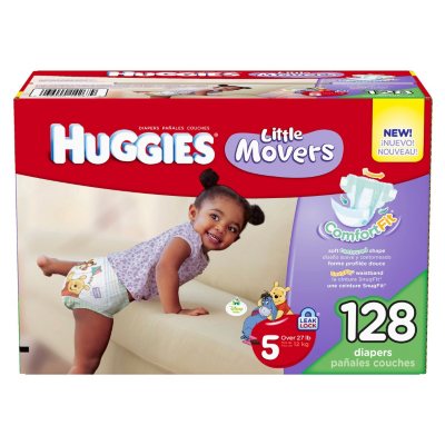 Huggies Little Movers Diapers, Size 5 (27+ lbs.), 128 ct.