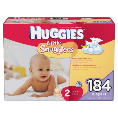 Huggies Little Snugglers Diapers, Size 2 (12-18 lbs.), 184 ct.