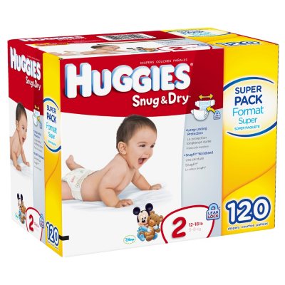 Huggies Snug & Dry Diapers, Step 2 (12-18 lbs.), 120 ct.