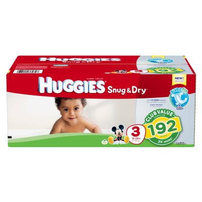 Huggies Snug & Dry Diapers, Step 3 (16 - 28 lbs.), 192 ct.