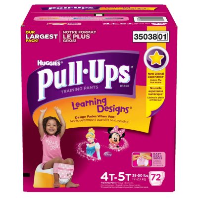 Huggies PullUps Training Pants for Girls, Size 4T5T (38+ lbs.), 72 ct.