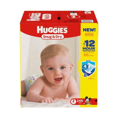 Huggies Snug & Dry Diapers Economy Pack, Size 2 (12-18 lbs.), 246 ct.