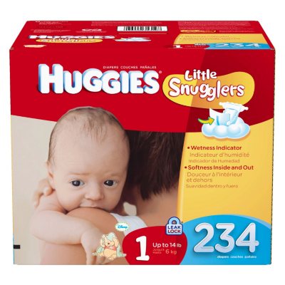 Huggies Little Snugglers Diapers Economy Pack, Size 1 (8-14 lbs.), 234 ct.