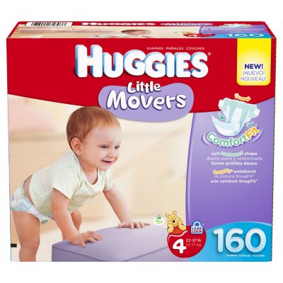 Huggies Little Movers Diapers Economy Pack, Size 4 (22-37 lbs.), 160 ct.