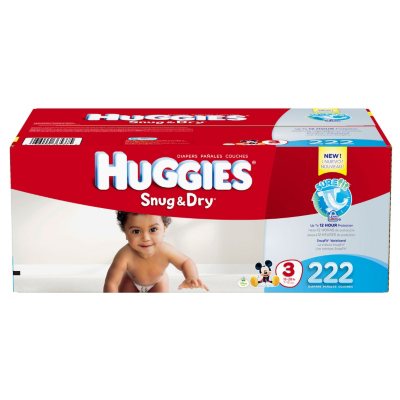 Huggies Snug & Dry Diapers Economy Pack, Size 3 (16-28 lbs.), 222 ct.