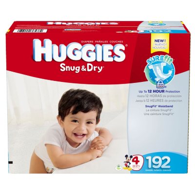 Huggies Snug & Dry Diapers Economy Pack, Size 4 (22-37 lbs.), 192 ct.