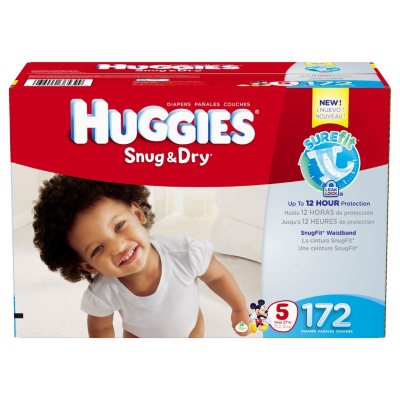 Huggies Snug & Dry Diapers Economy Pack, Size 5 (27+ lbs.), 172 ct.