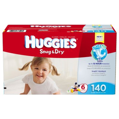 Huggies Snug & Dry Diapers Economy Pack, Size 6 (35+ lbs.), 140 ct.