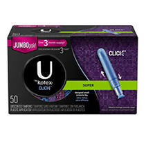 UPC 036000376975 product image for U by Kotex Click Super Compact Tampons, Unscented (50 ct.) | upcitemdb.com