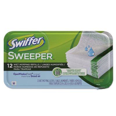 Swiffer Sweeper Cloth Wet Mop Refills, Open Window Fresh Scent (12pk.,144/carton)