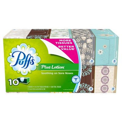 Puffs Plus with Lotion Facial Tissue (124 tissues, 10 ct.) - Sam's Club