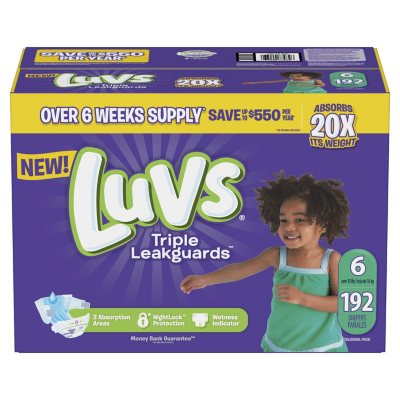 UPC 037000734826 product image for Luvs Ultra Leakguards Diapers, Size 6 (192 ct.) | upcitemdb.com