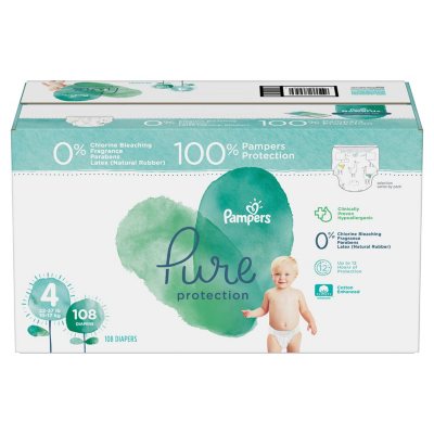 UPC 037000769569 product image for Pampers Pure Protection Diapers, Size 4 (22 - 37 lbs, 108 ct.) | upcitemdb.com